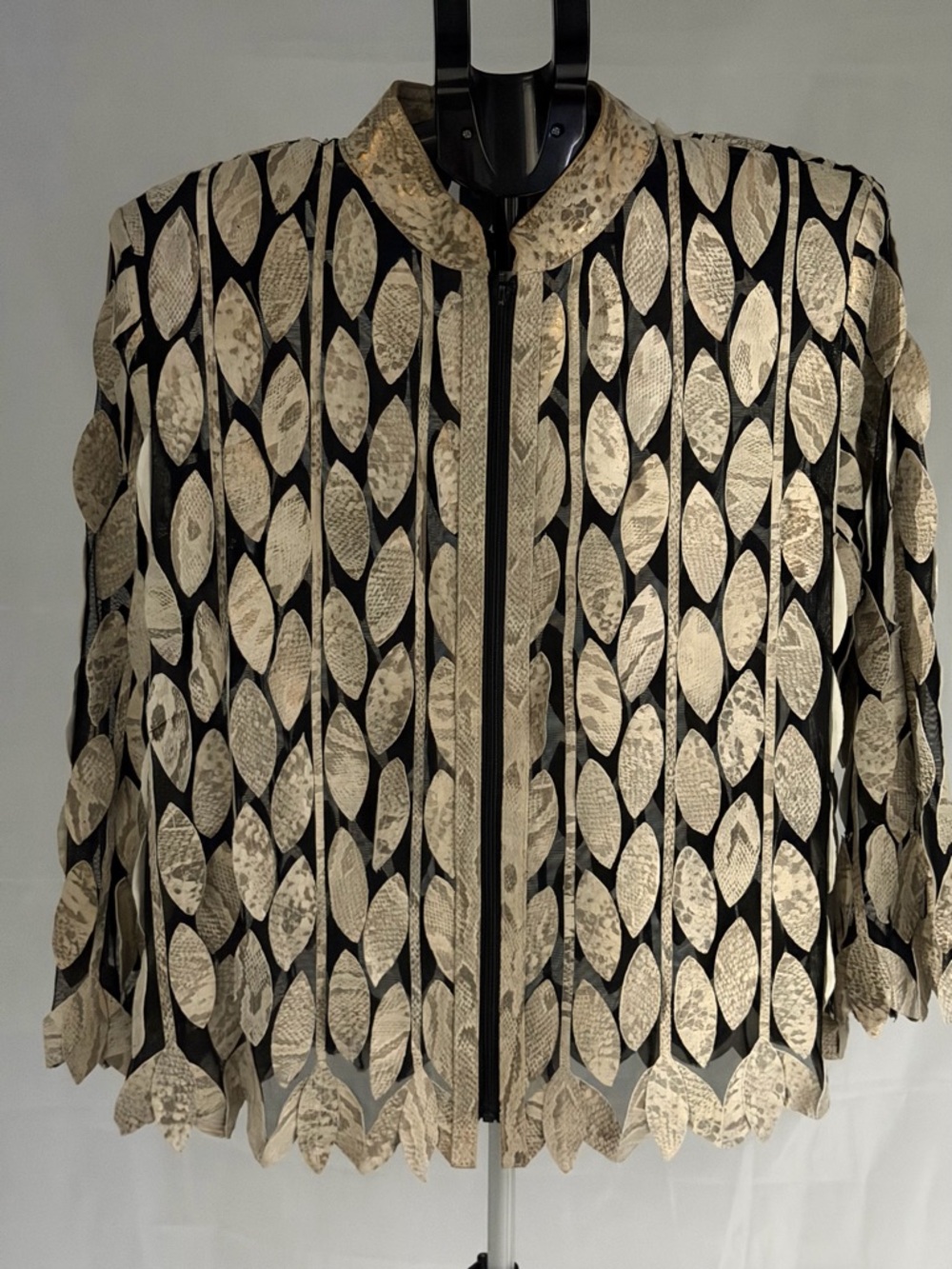 Natto Rare Gold Metallic Black Mesh Braided Leather Sheer Lightweight Jacket - Picture 2 of 9
